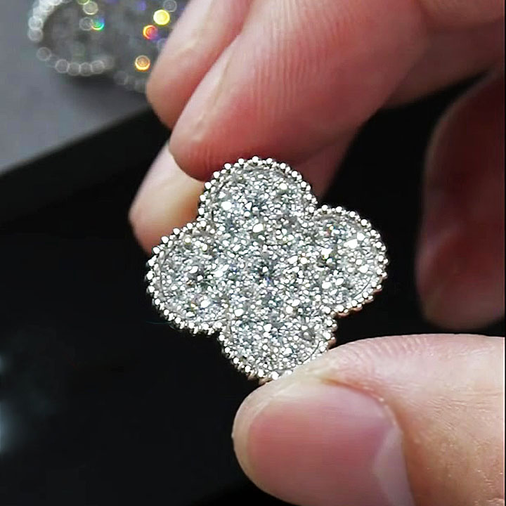 Flower Design Round Cut White Sapphire Stud Earrings