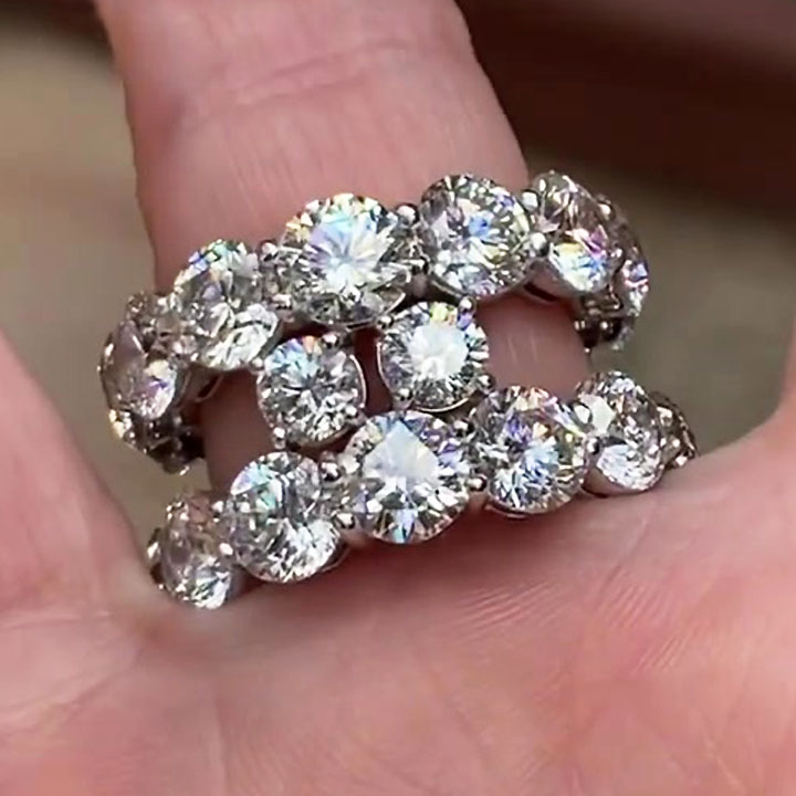 8ct Round Cut White Sapphire Split Shank Engagement Ring