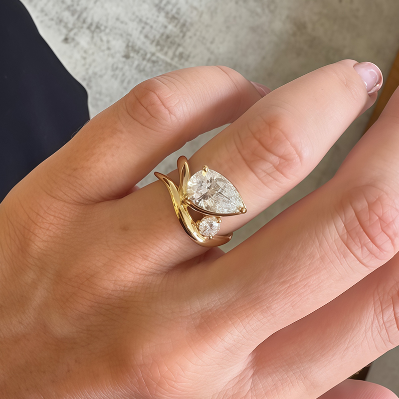 3.5ct Pear Cut White Sapphire Twisted Engagement Ring