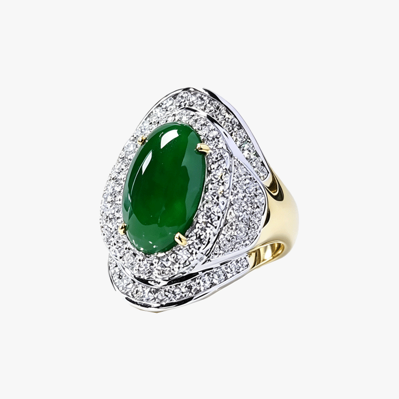 Art Deco 5ct Oval Cut Green Sapphire Engagement Ring