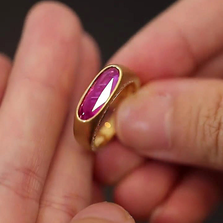 3ct Bezel Setting Oval Cut Ruby Sapphire Engagement Ring