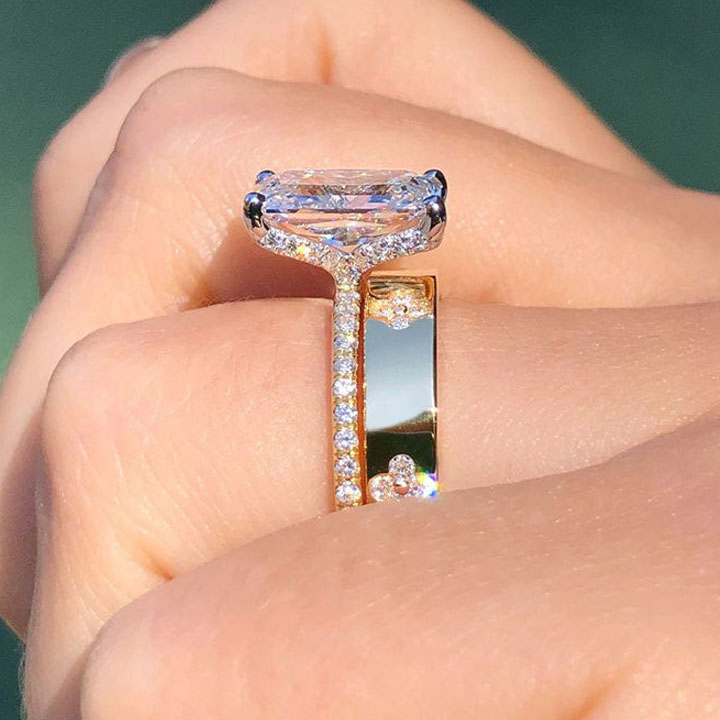 4ct Emerald Cut White Sapphire Wedding Set