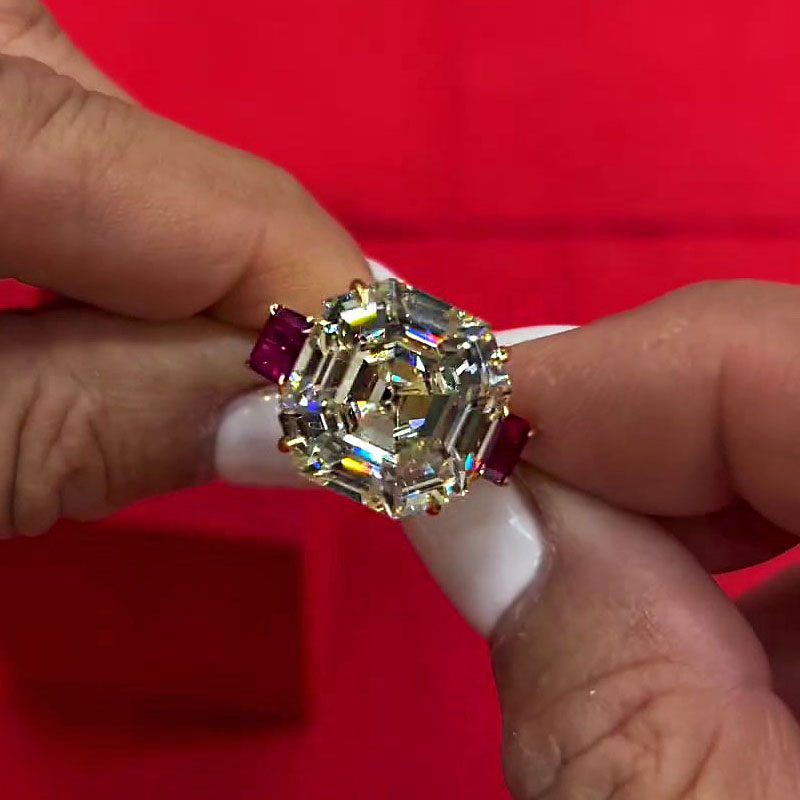 5ct Asscher Cut White Sapphire Engagement Ring