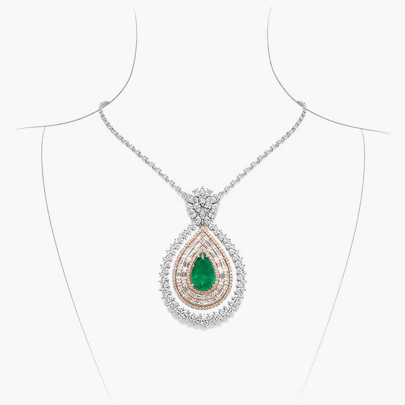 Pear Cut Green & Multiple Cut White Sapphire Occasion Necklace