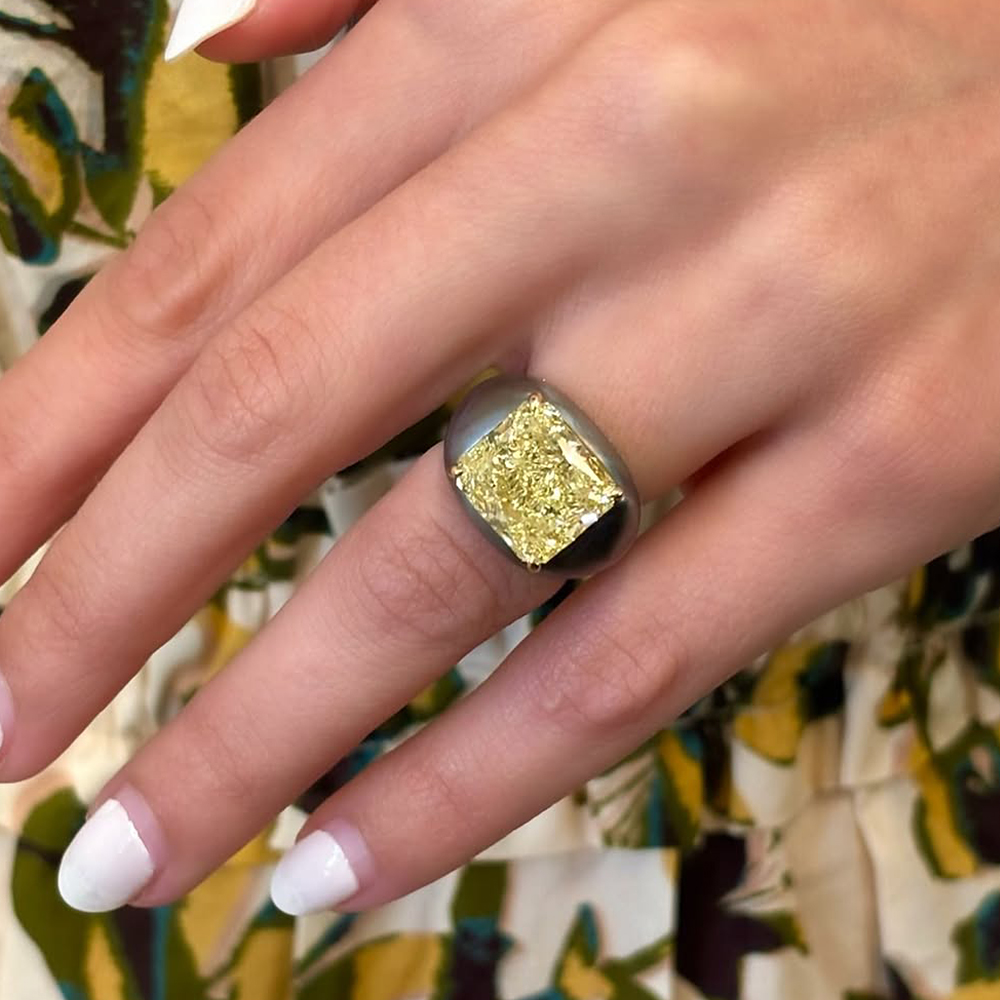 4ct Emerald Cut Yellow Sapphire Men's Ring