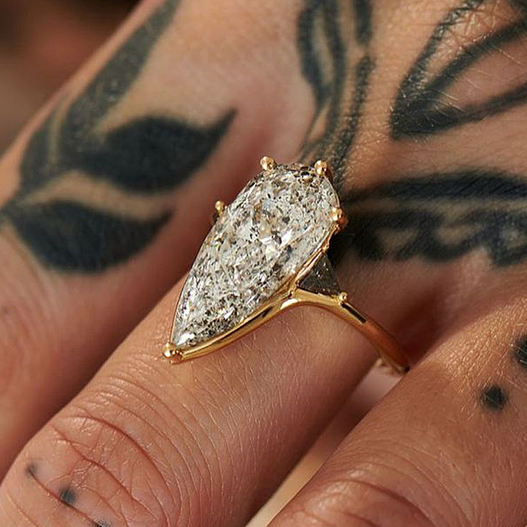 4ct Pear Cut White Sapphire Engagement Ring