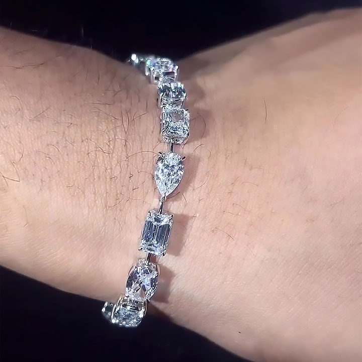 Multi-Cut White Sapphire Men's Bracelet