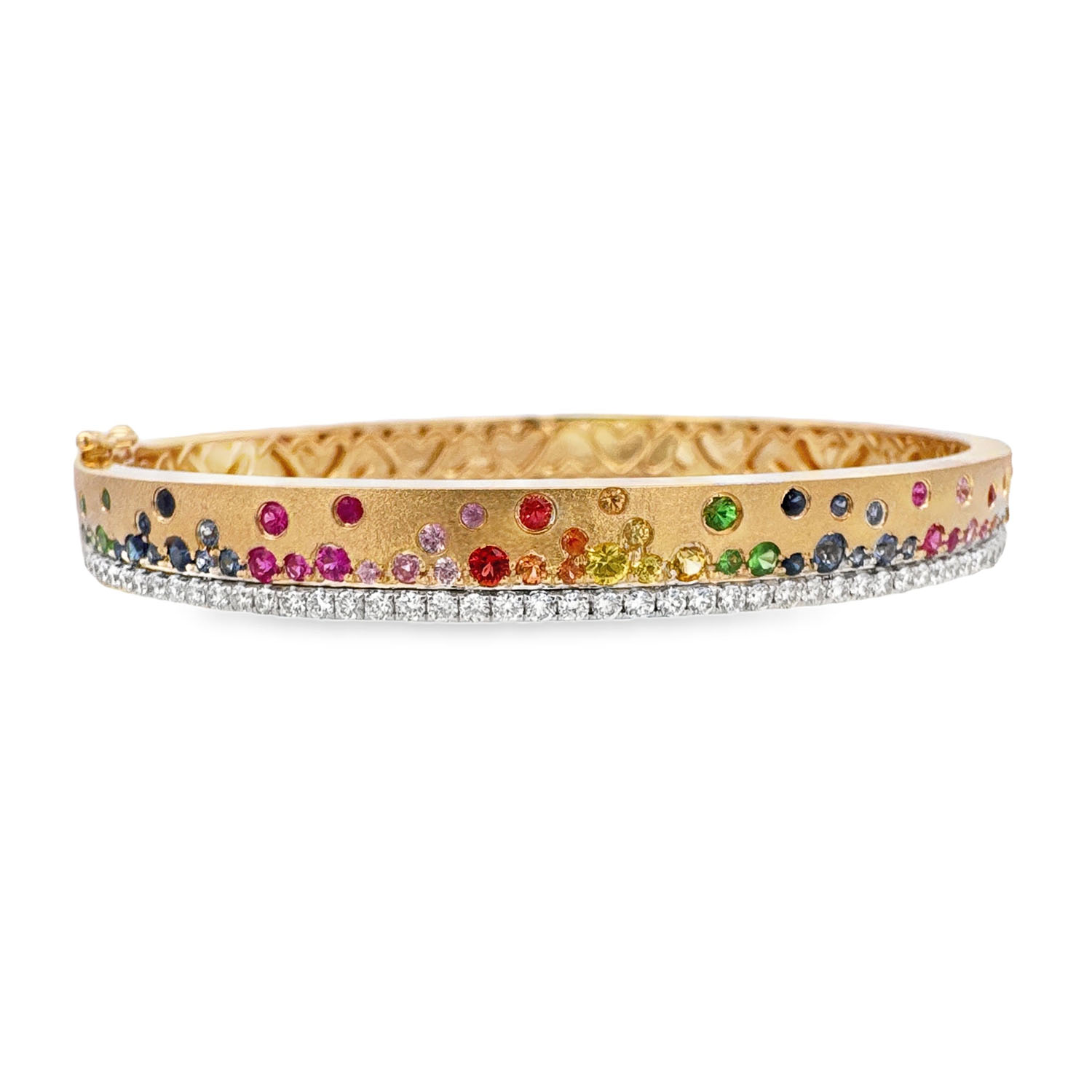 Scattered Rainbow&White Sapphire Confetti Bangle Bracelet