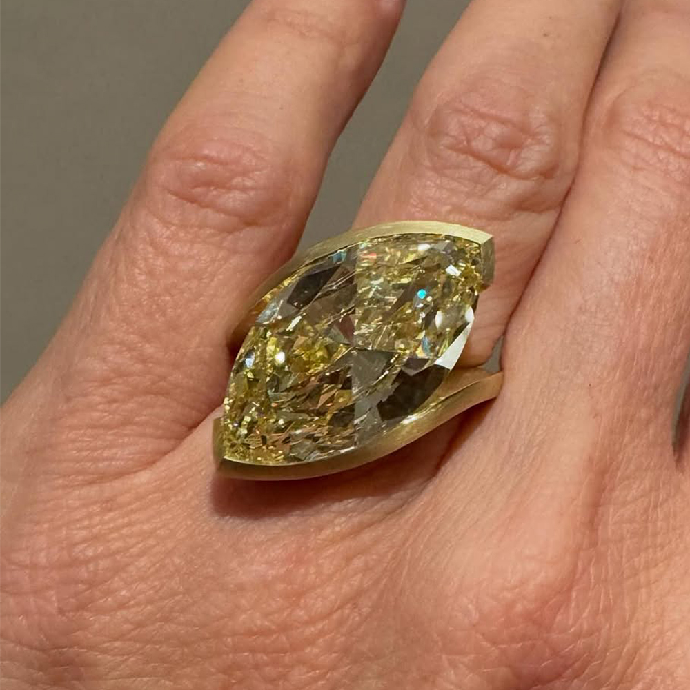 10ct Marquise Cut Yellow Sapphire Solitaire Ring