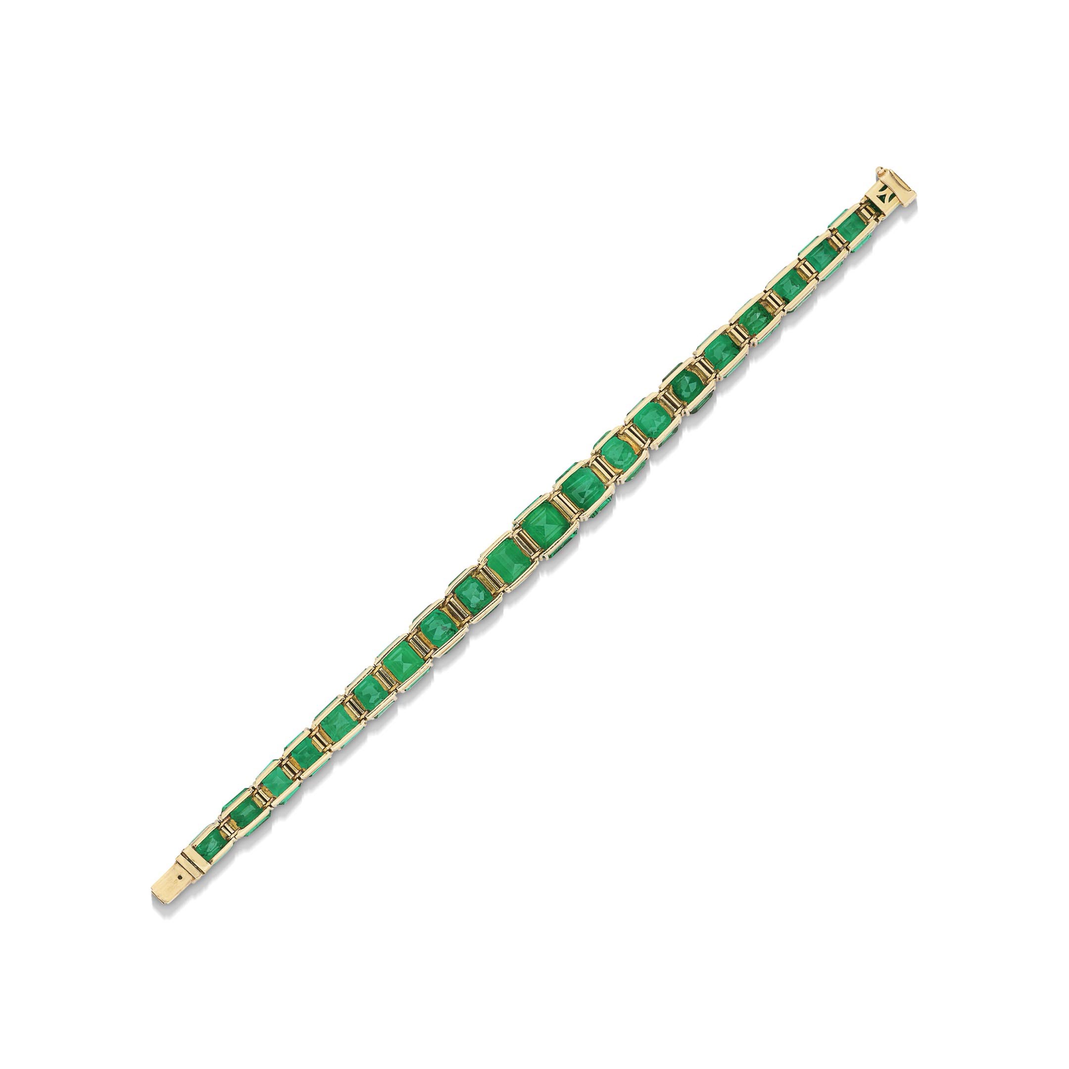 Asscher Cut Emerald Sapphire Graduated Tennis Bracelet