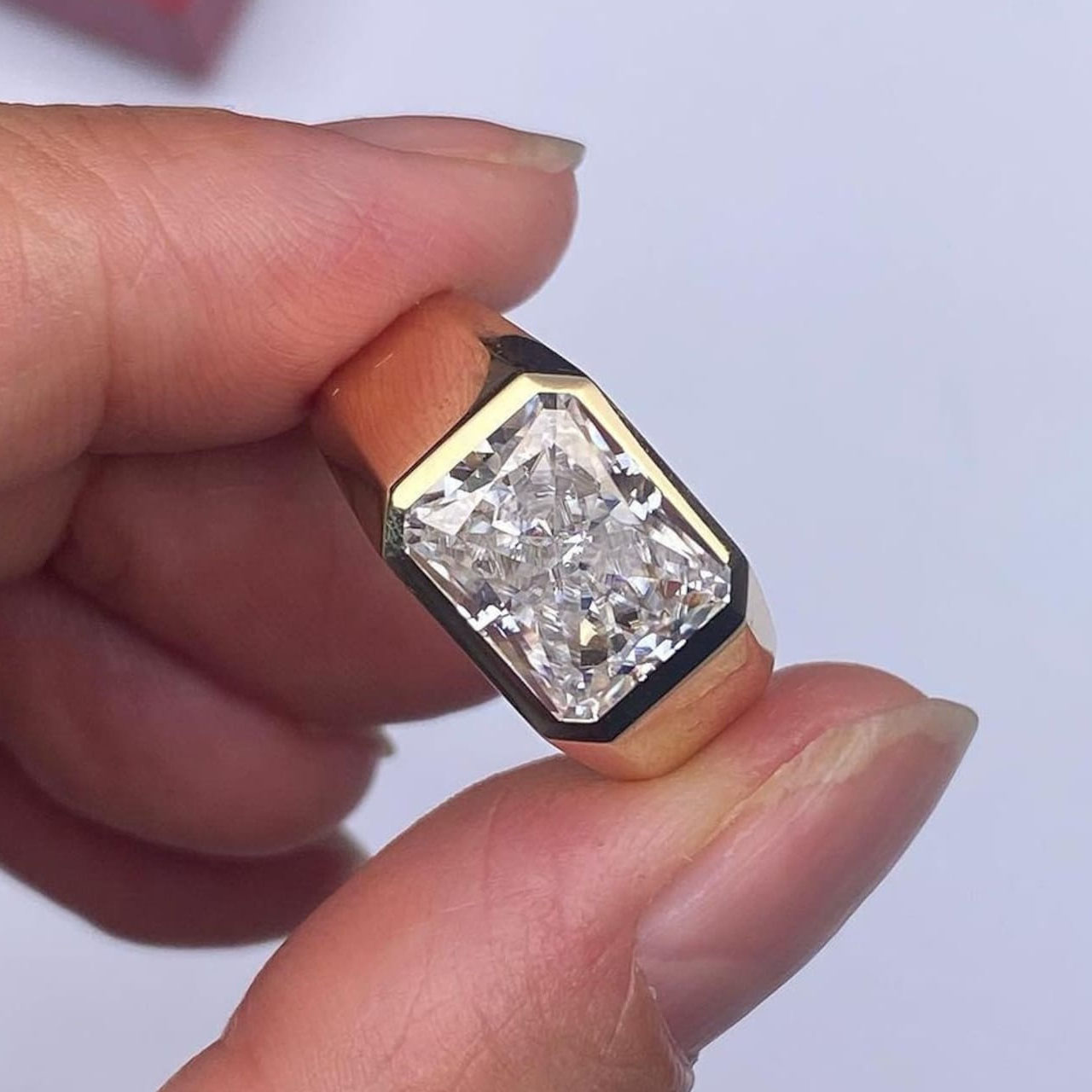 5ct Radiant Cut White Sapphire Men's Engagement Ring