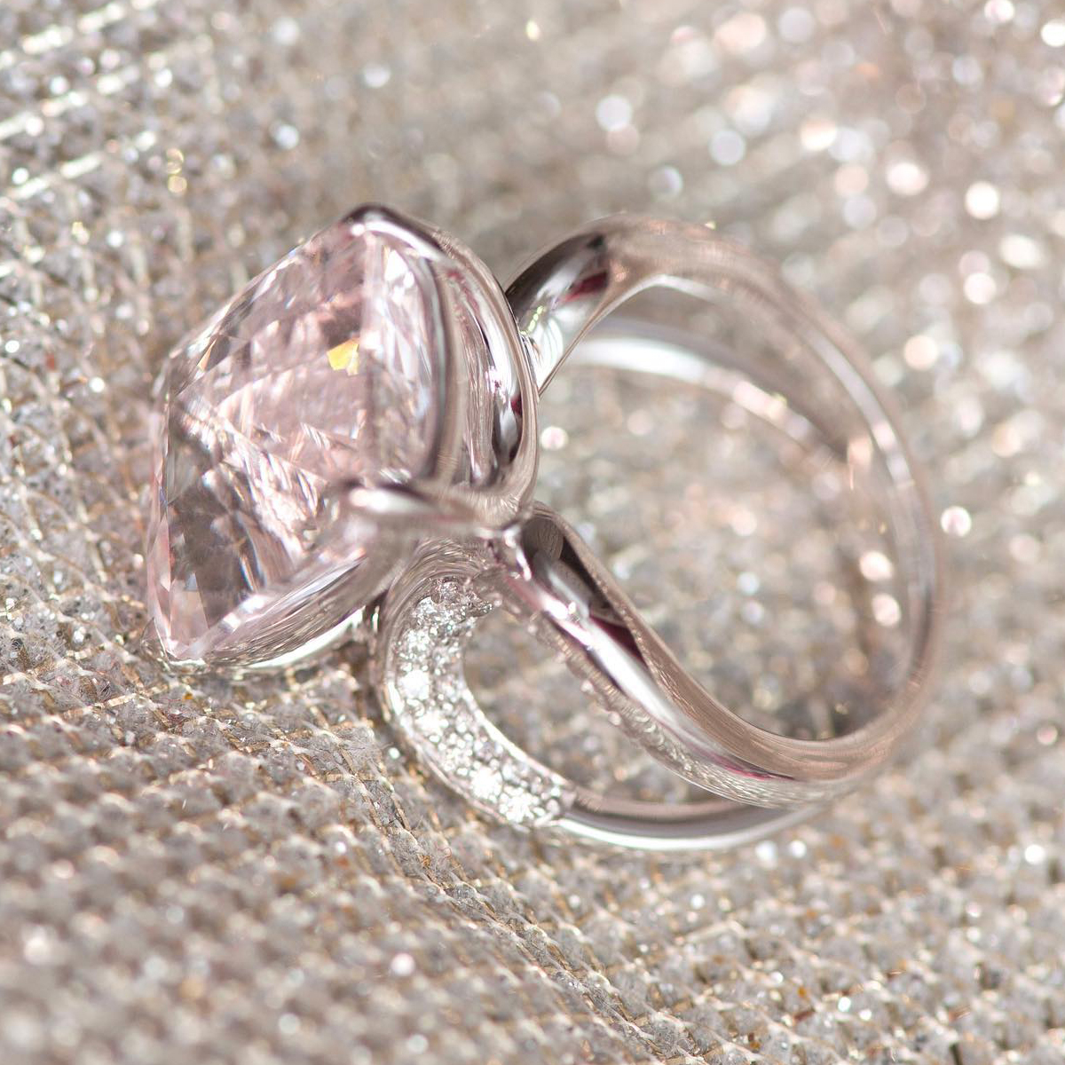 Elegant 5ct Radiant Cut Light Pink Sapphire Engagement Ring