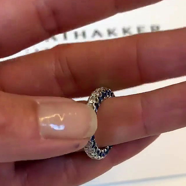 6.75ct Round Cut Blue&Emerald Sapphire Eternity Ring