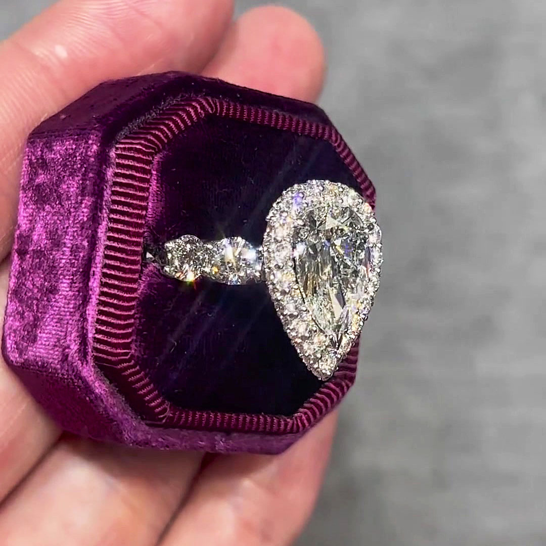 5ct Pear Cut White Sapphire Engagement Ring