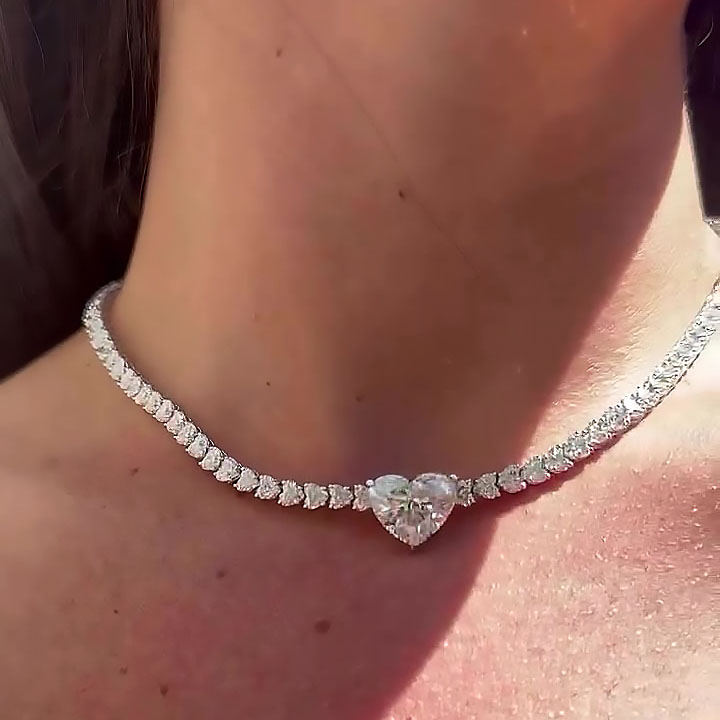 Heart Cut White Sapphire Necklace