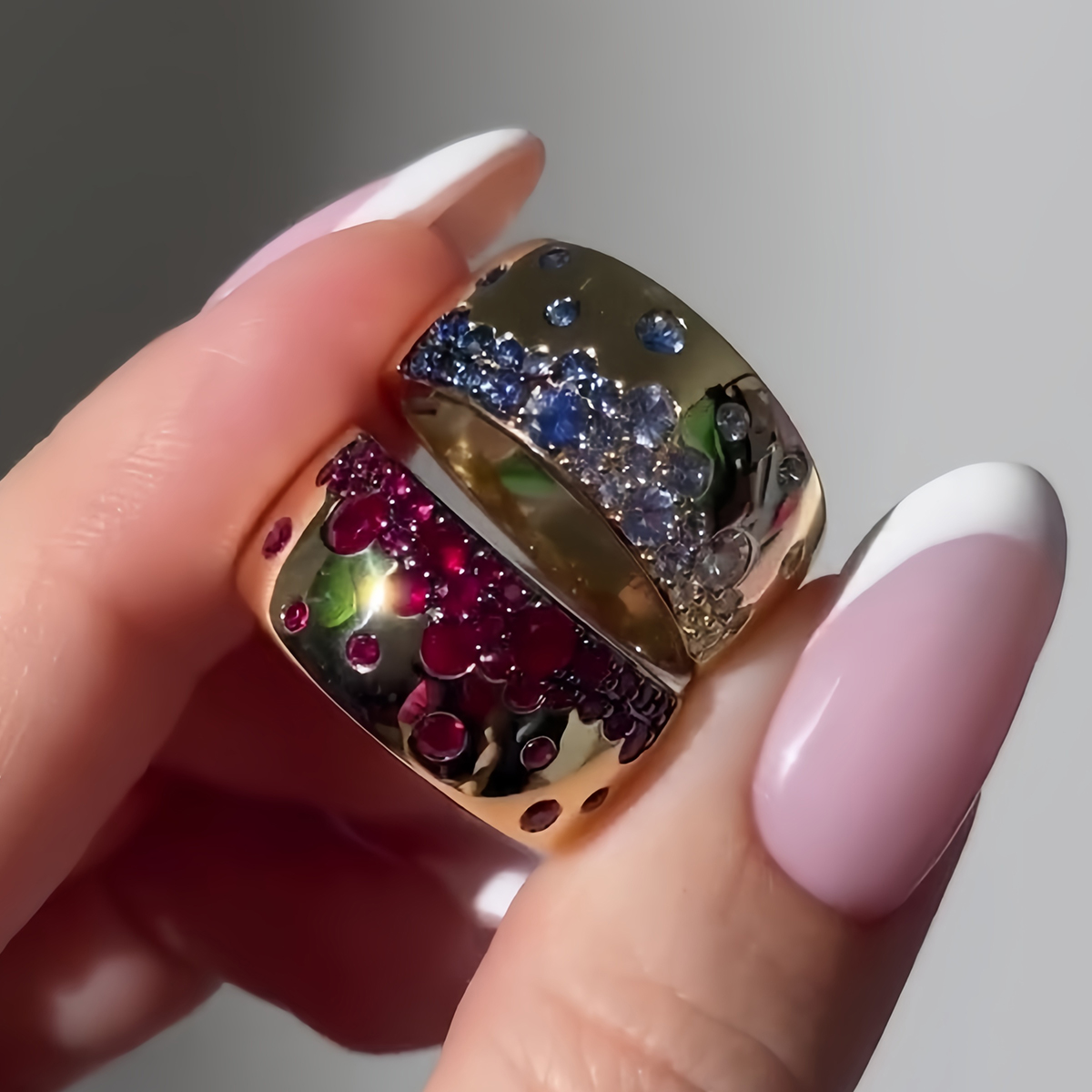 1.5ct Scattered Ruby & Blue Sapphire Band