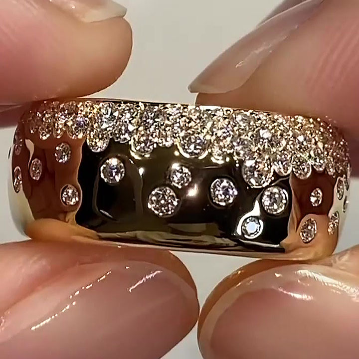 1.35ct Scattered Diamond Cigar Band In Gold Plating