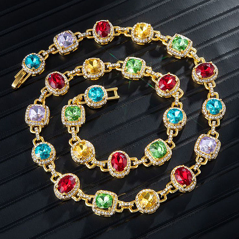 Multi Cut Rainbow Sapphire Men's Necklace