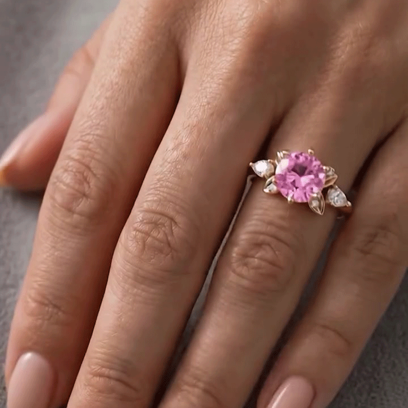 Fashion 2.25ct Round Cut Pink Sapphire Engagement Ring