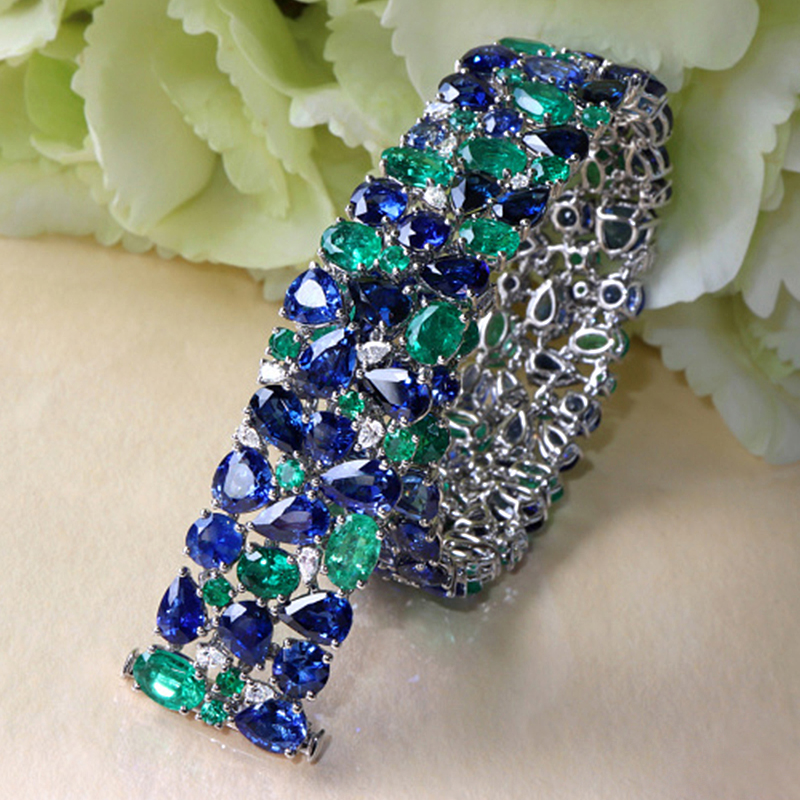 Two Tone Sapphire&Emerald Bracelet