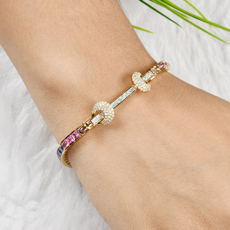 Princess Cut Rainbow Sapphire Tennis Bracelet