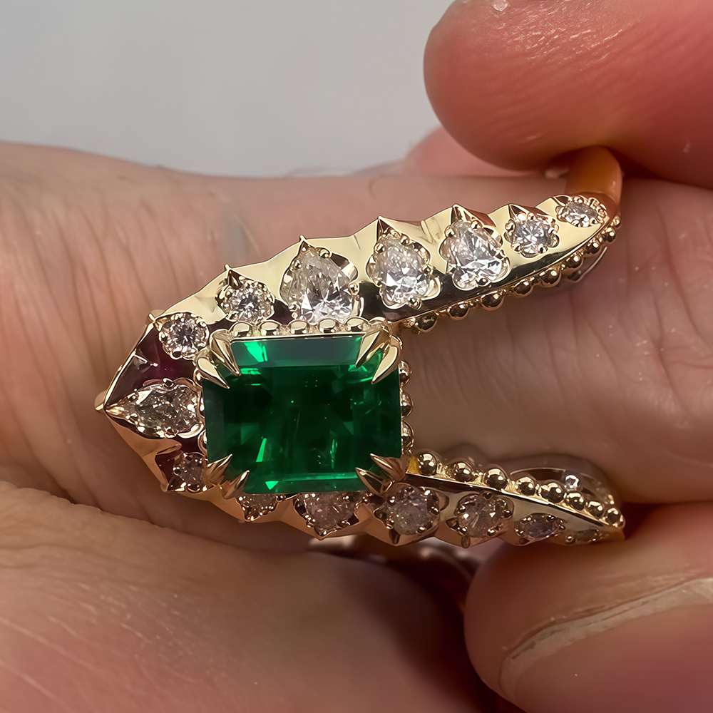 Emerald Cut Emerald Sapphire VANKI Ring