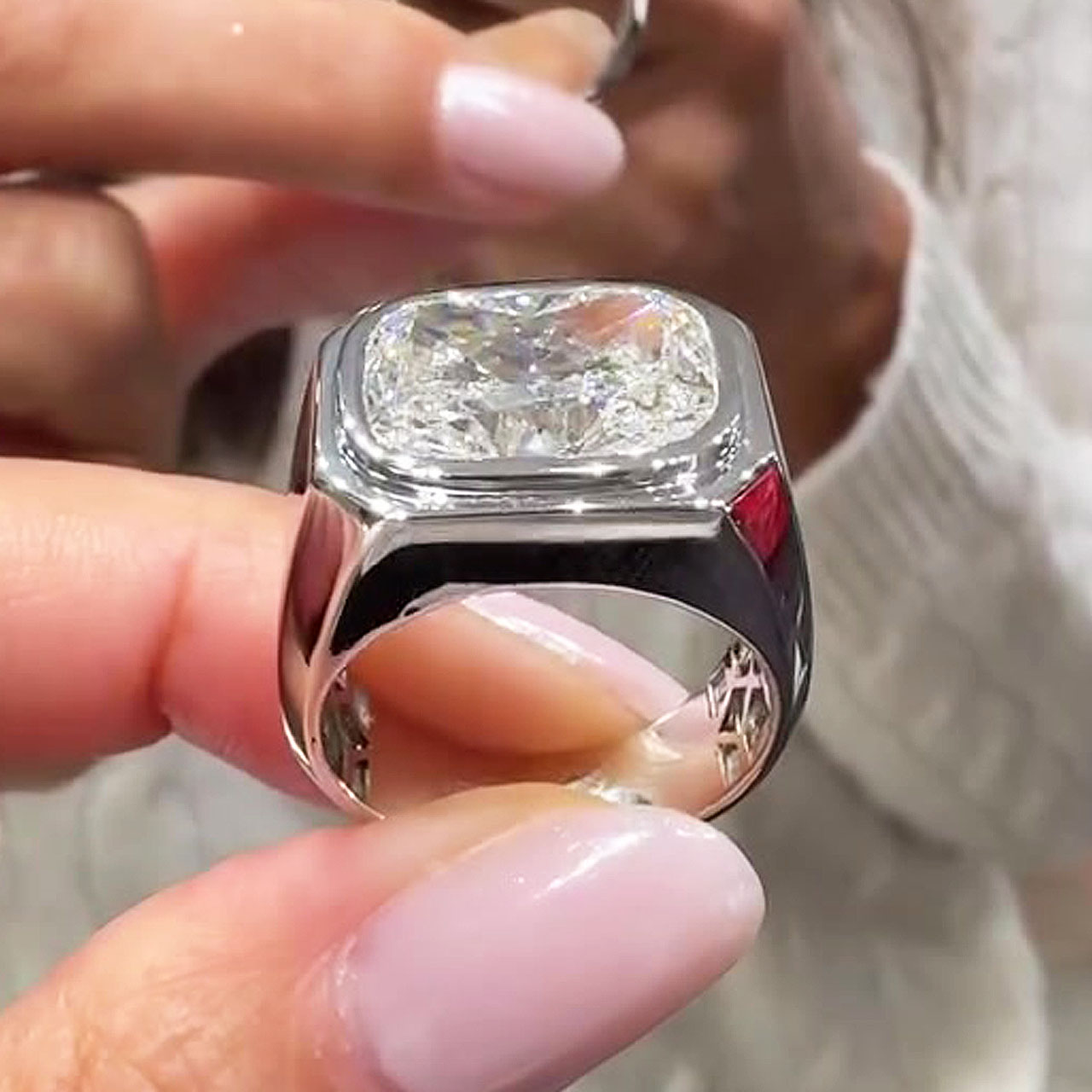 4ct Cushion Cut White Sapphire Engagement Ring