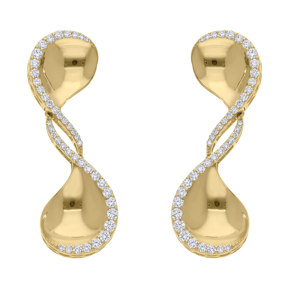 Double Helix Round Cut White Sapphire Dangle Earrings