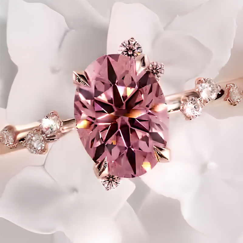 3ct Oval Cut Pink Sapphire Engagement Ring