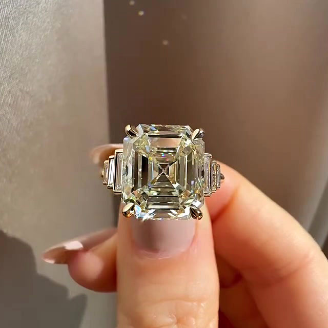 7ct Asscher Cut White Sapphire Engagement Ring