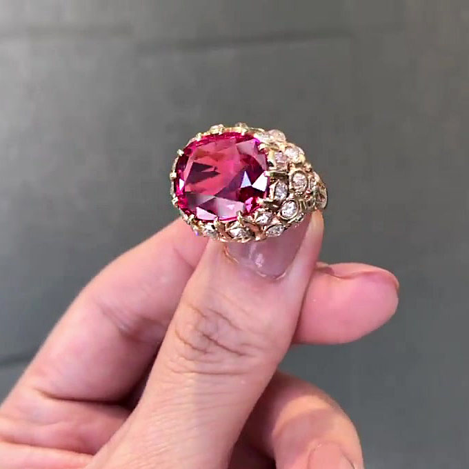 5ct Cushion Cut Ruby Sapphire Engagement Ring