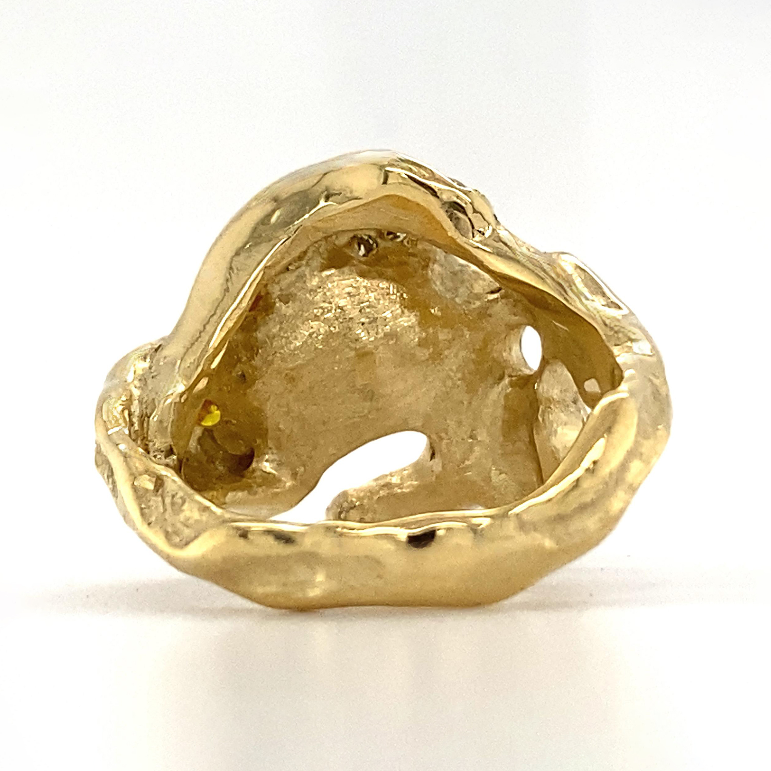 Freeform Lava Pool Ring with 1.16 Carats Yellow Spectrum Sapphire