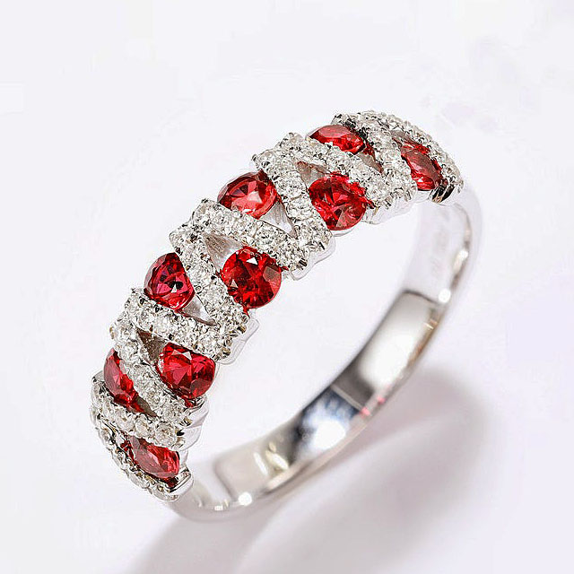 1.75ct Round Cut Ruby Sapphire Half Eternity Ring