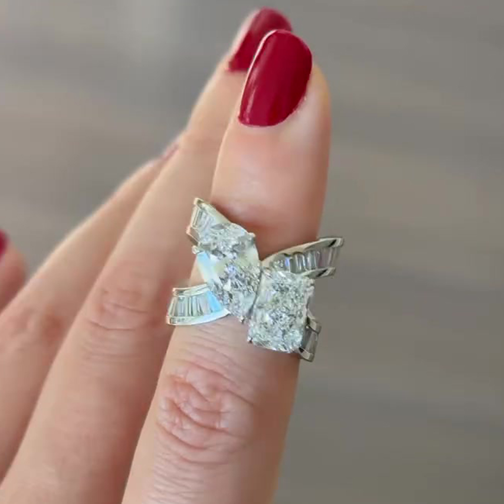 Radiant&Emerald&Pear Cut White Sapphire Band