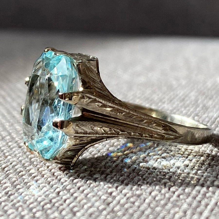 5ct Radiant Cut Aquamarine Sapphire Engagement Ring