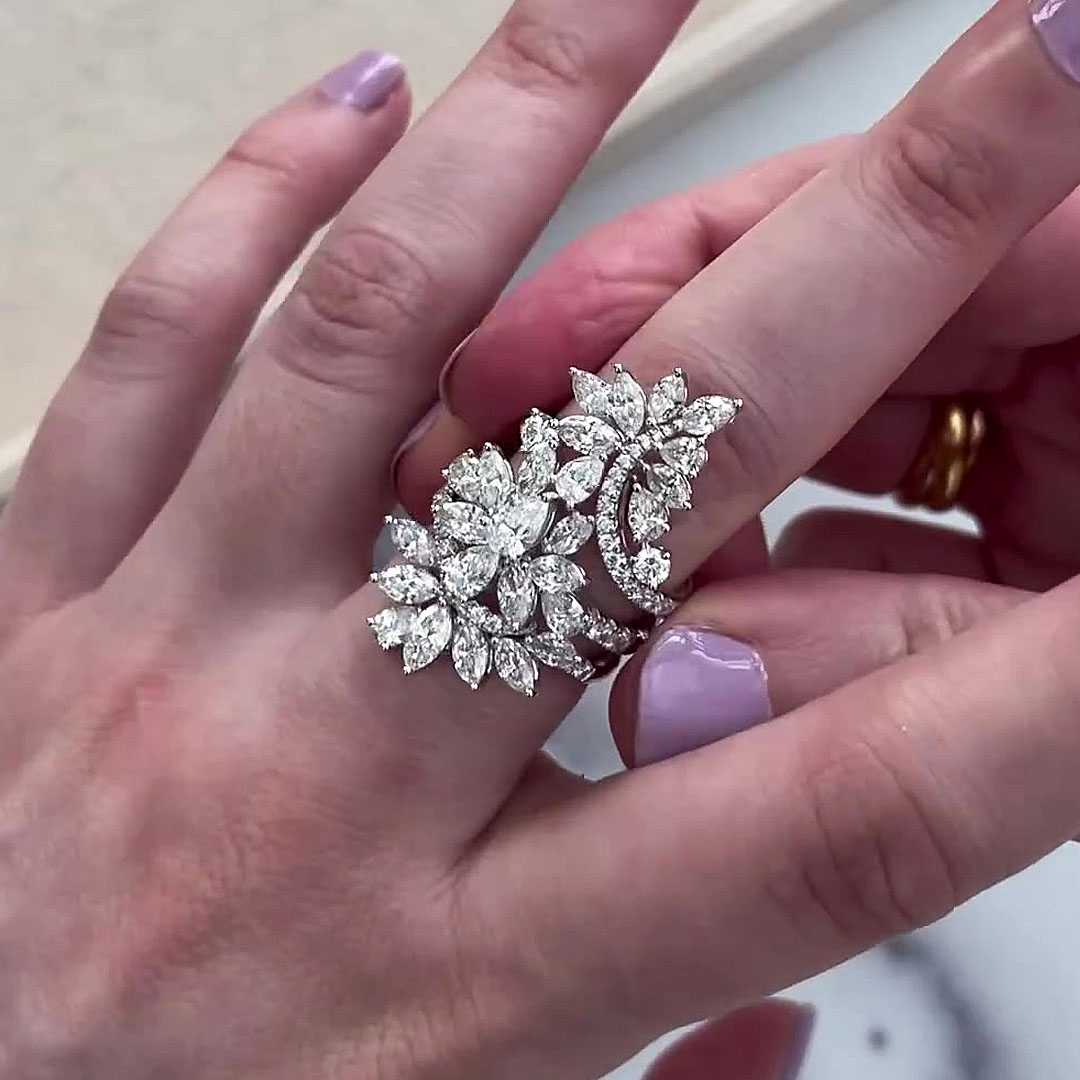 8.75ct Multi Cut White Sapphire Cocktail Ring