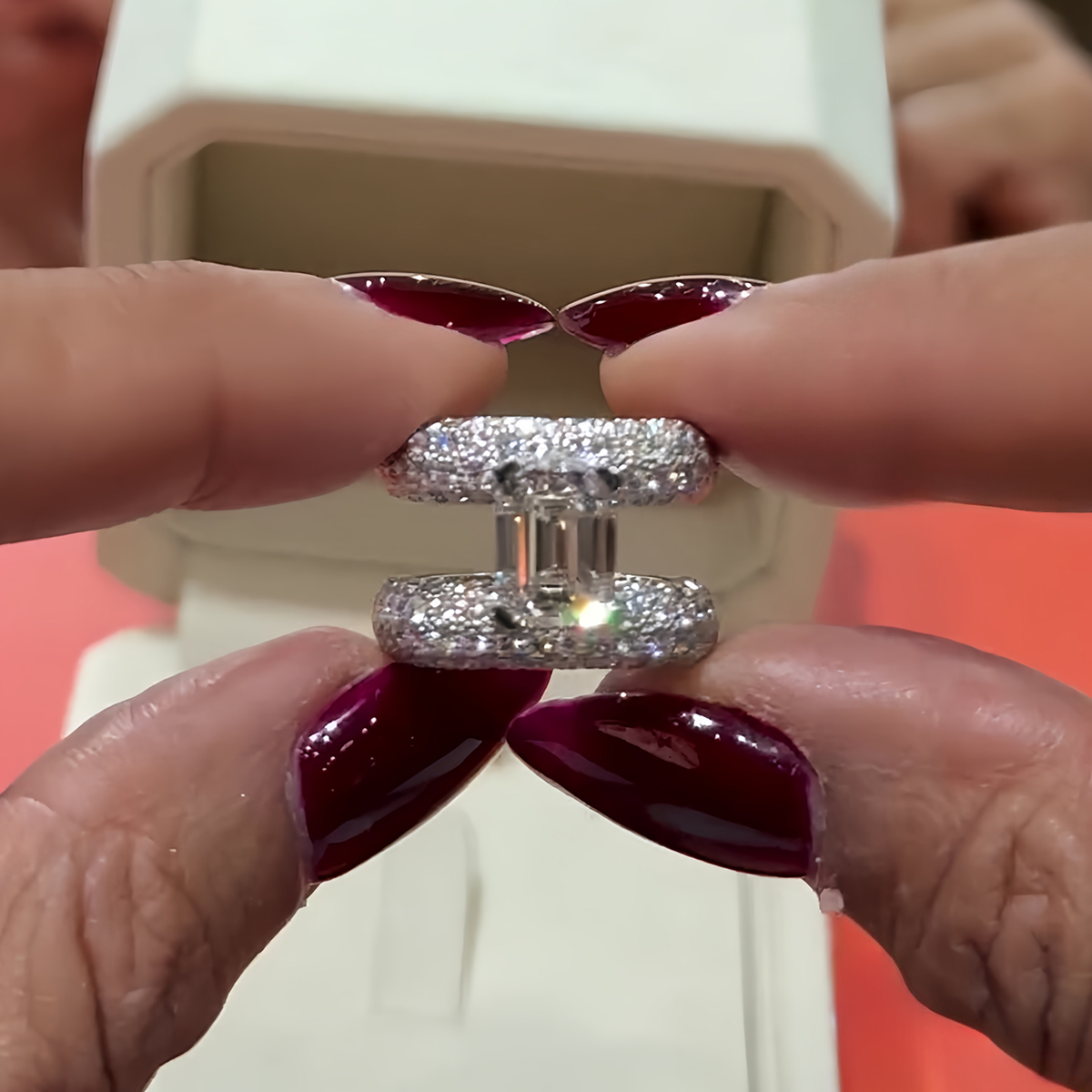 2ct Emerald Cut White Sapphire Full Diamond Ring