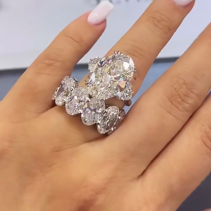 4ct Oval Cut White Sapphire Wedding Set