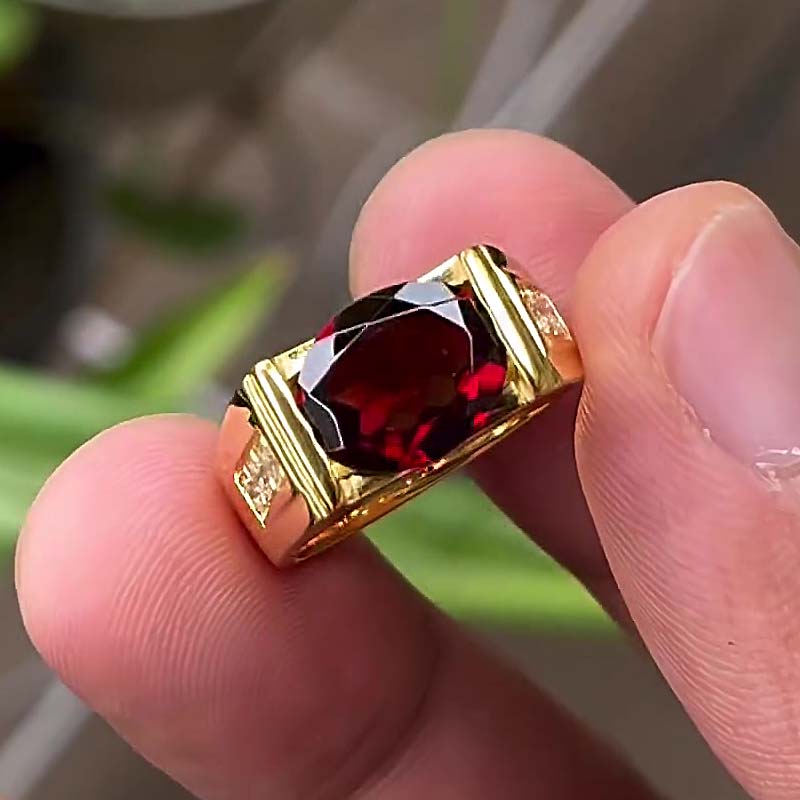 3ct Oval Cut Ruby Sapphire Men's Engagement Ring