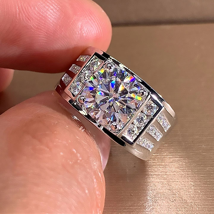 5ct Round Cut White Sapphire Men's Engagement Ring