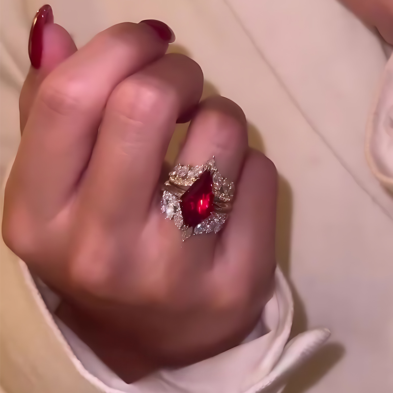 3ct Kite-cut Ruby Engagement Ring Set  / 3-Piece