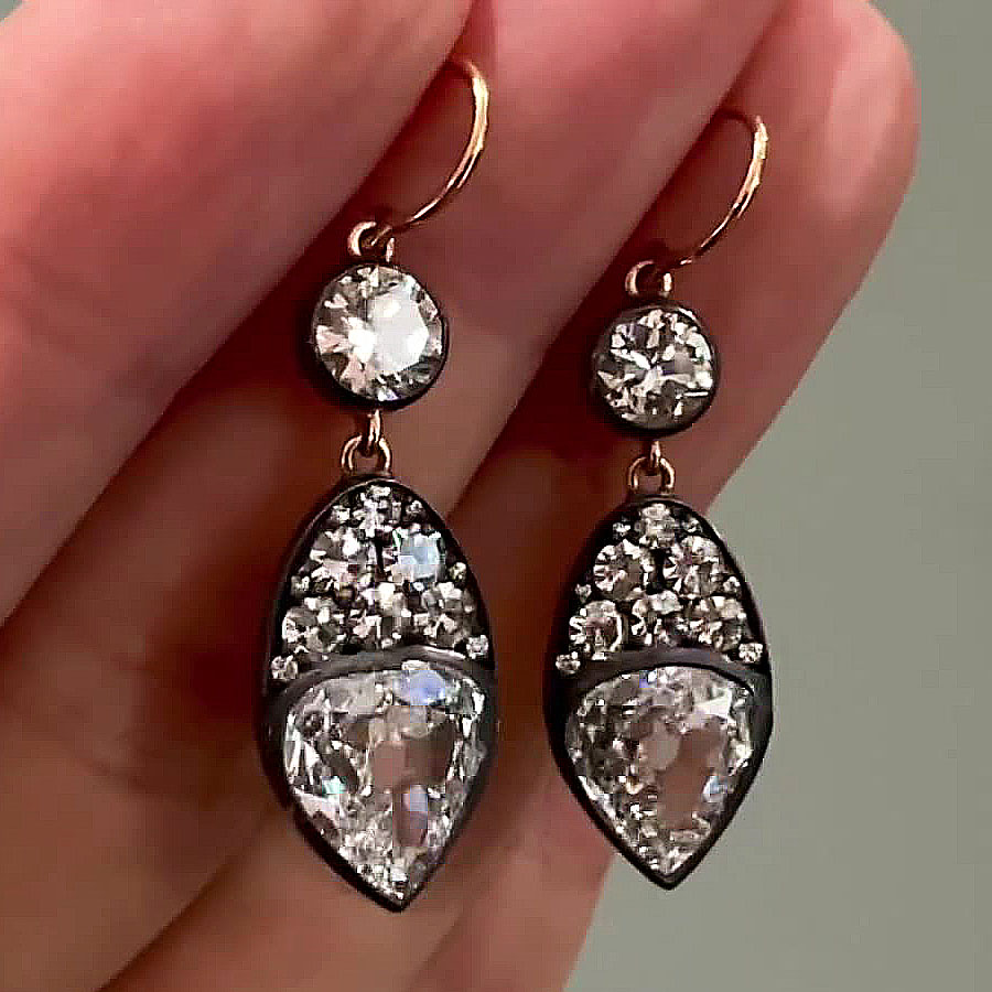 Art Deco Round Cut White Sapphire Drop Earrings