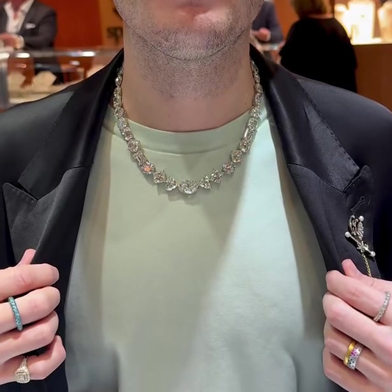 Multi-Cut White Sapphire Men's Necklace