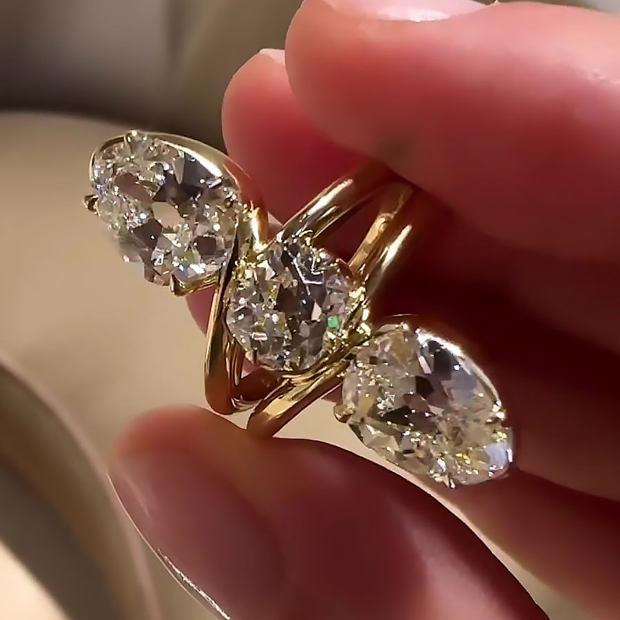 7.5ct Round&Pear Cut White Sapphire Engagement Ring