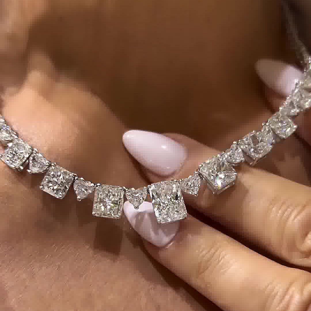 Radiant&Heart Cut White Sapphire Necklace