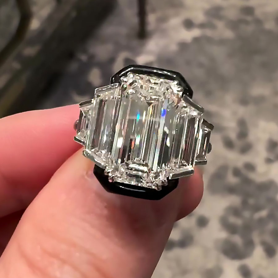 5ct Five-Stone Emerald Cut White Sapphire Engagement Ring