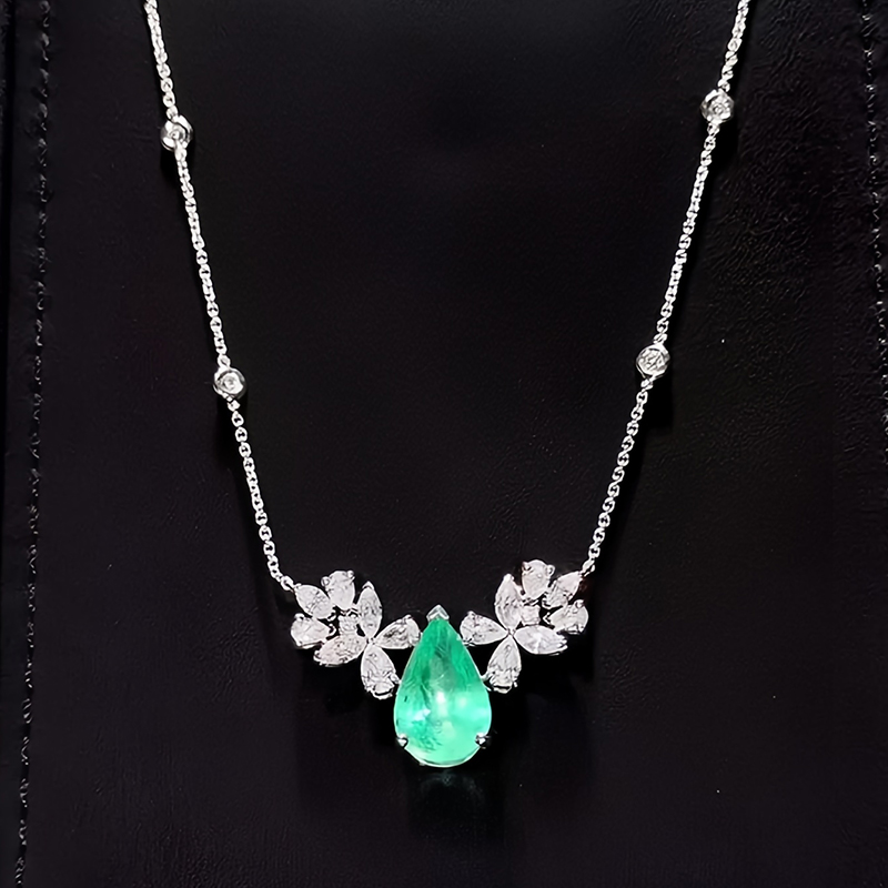 Pear Cut Paraiba Tourmaline & Multi-Cut White Sapphire Layered Necklace Set