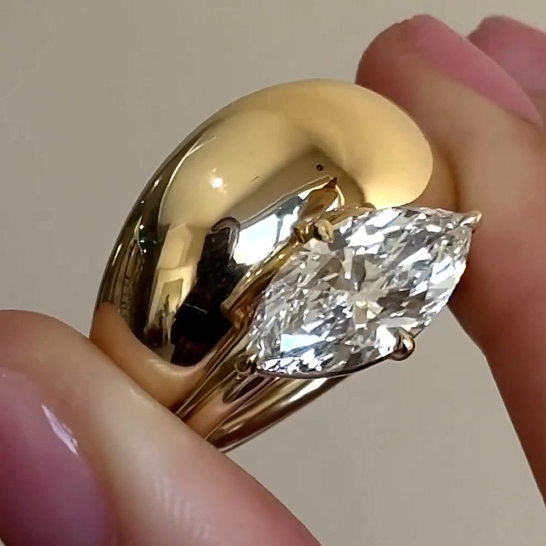 4ct Marquise Cut White Sapphire Wedding Set