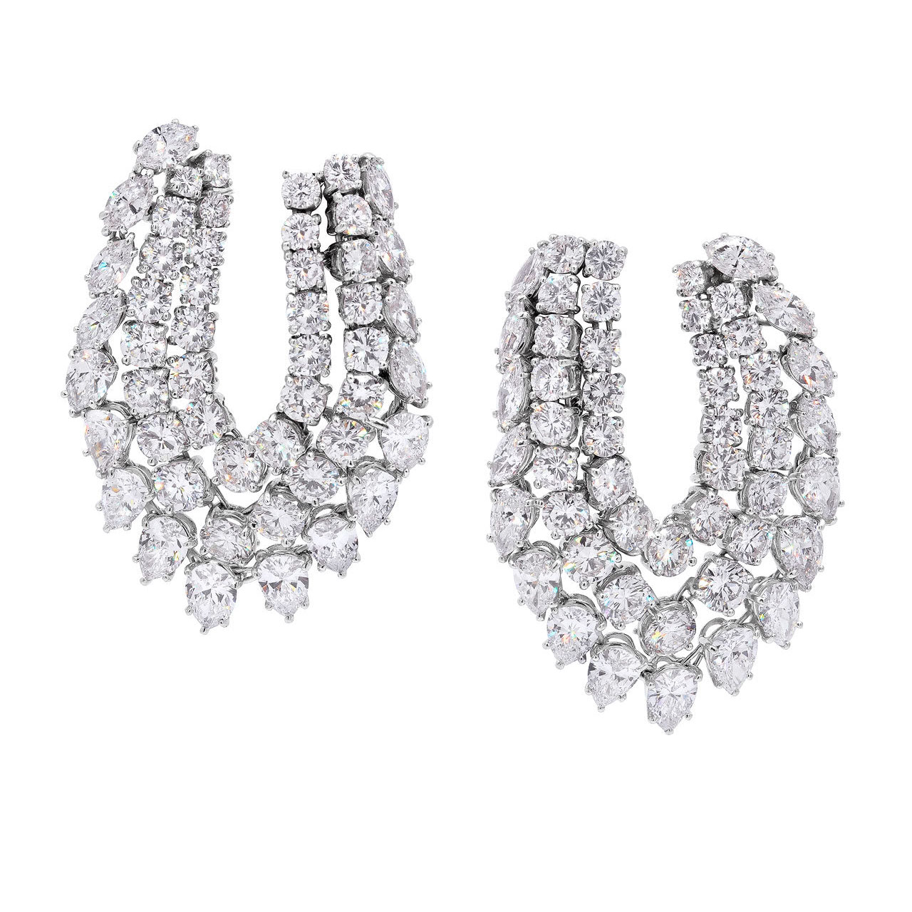 Irregular Cut White Sapphire Earrings