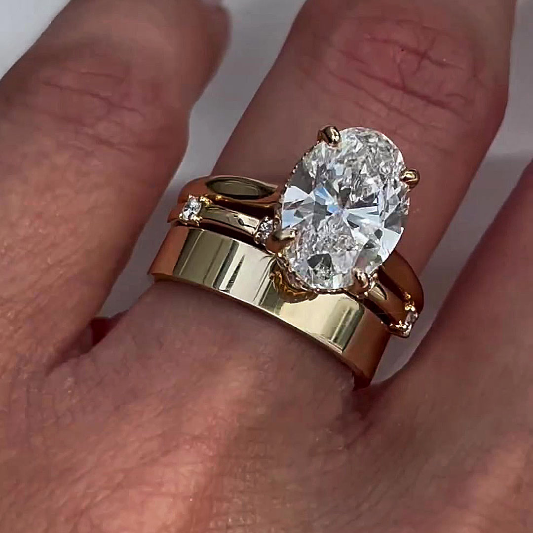 4ct Oval Cut White Sapphire Wedding Set/3pcs